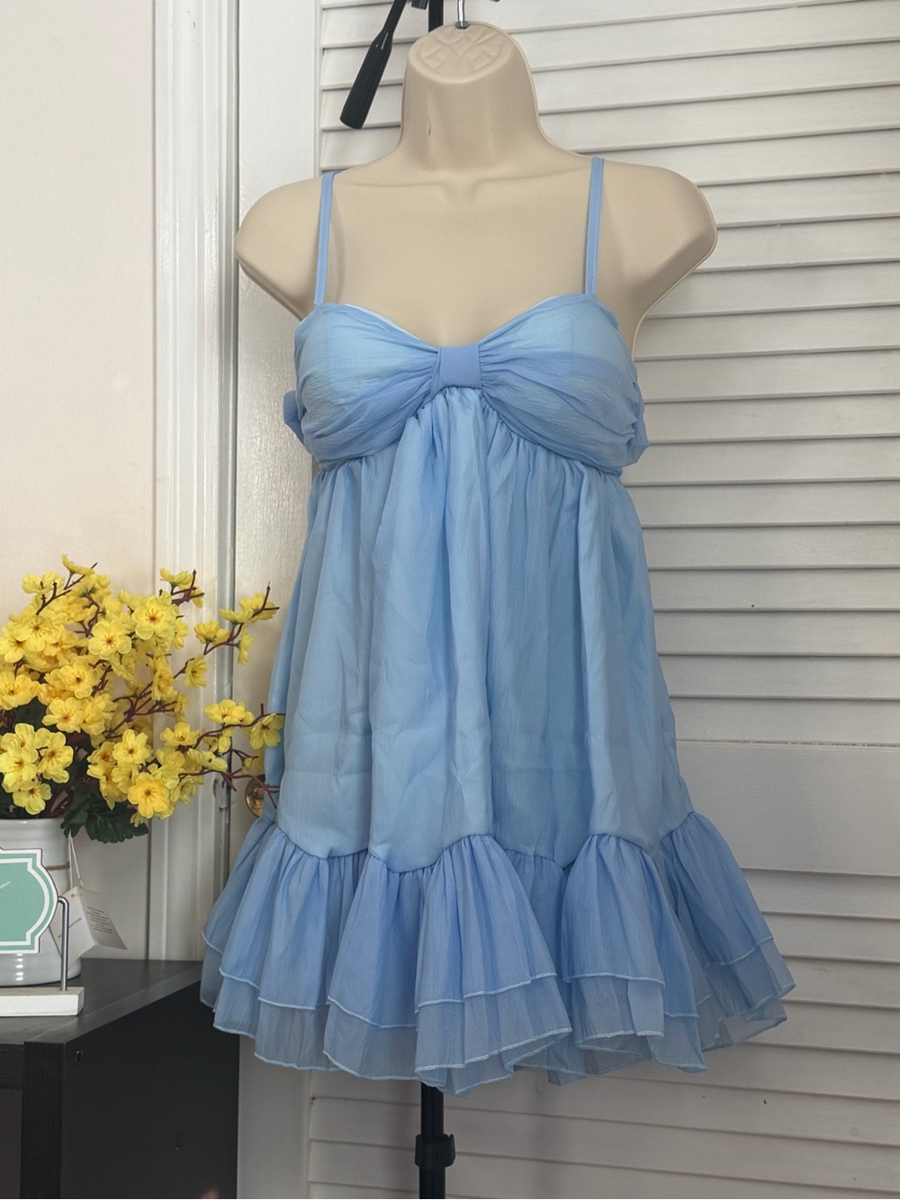 Light Blue Ruffled Babydoll Dress